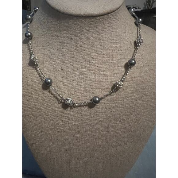 Nolan Miller Faux Black Pearl and Rhinestone Ball Necklace Feminine Old Money - Picture 1 of 6